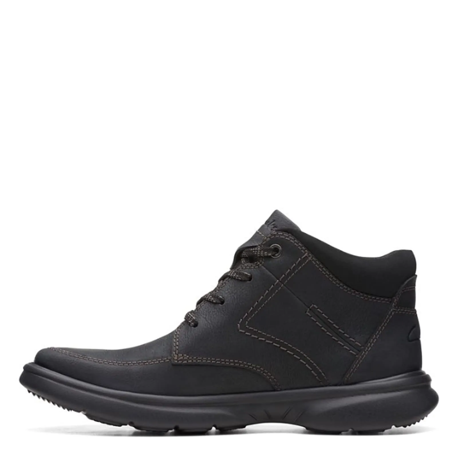 Clarks Men's Bradley Mid Oxford Boot, Black Tumbled Leather, 8.5