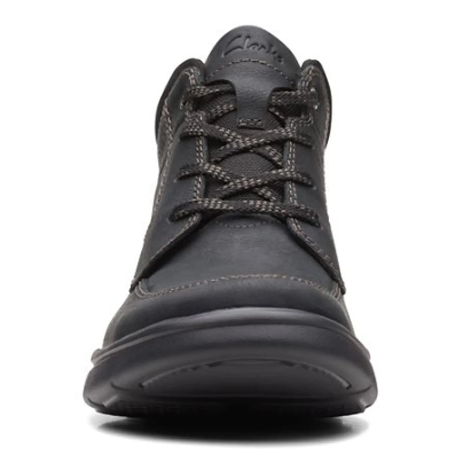 Clarks Men's Bradley Mid Oxford Boot, Black Tumbled Leather, 8.5