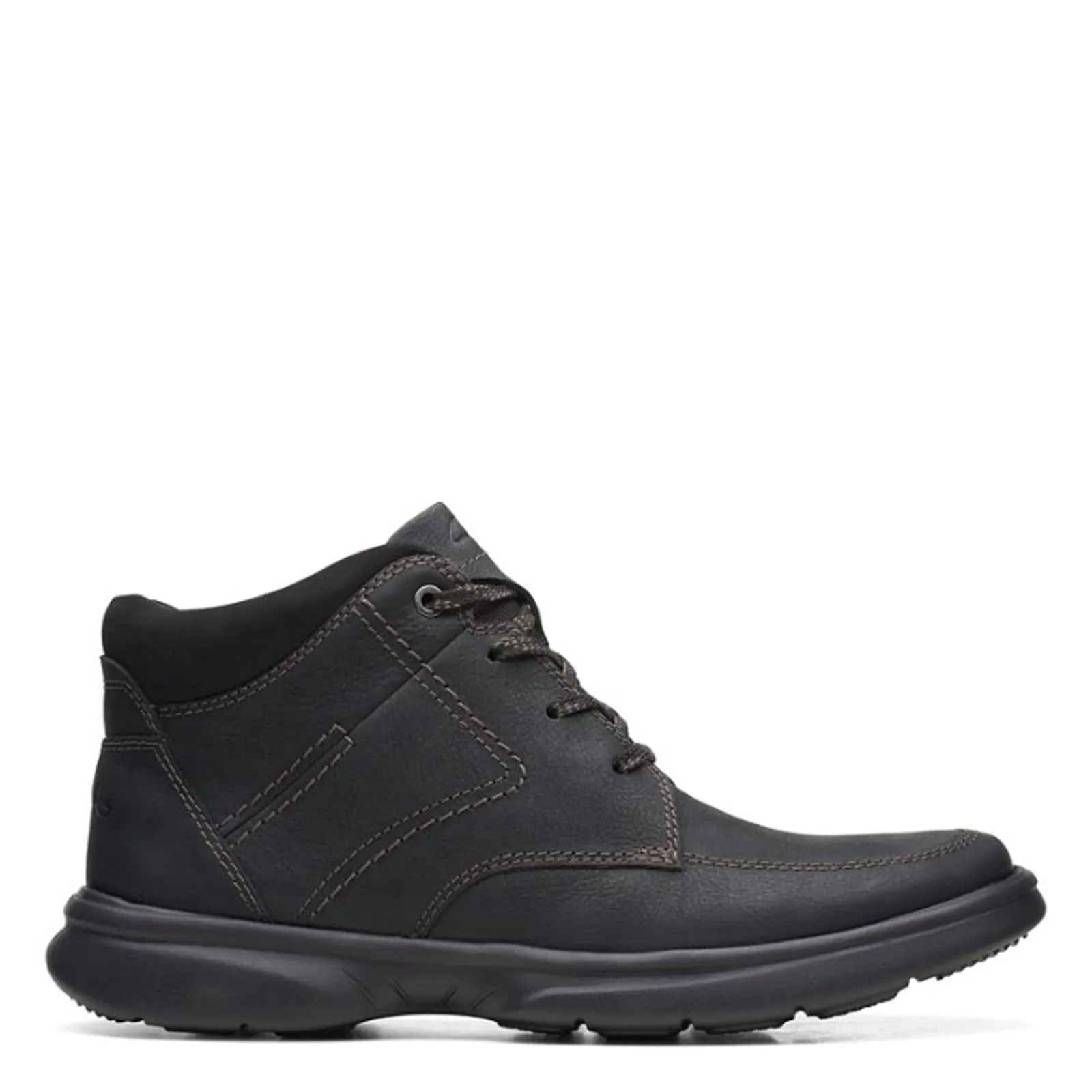 Clarks Men's Bradley Mid Oxford Boot, Black Tumbled Leather, 8.5
