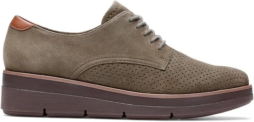 Clarks Shaylin Lace Suede Shoe, 7.5, Green