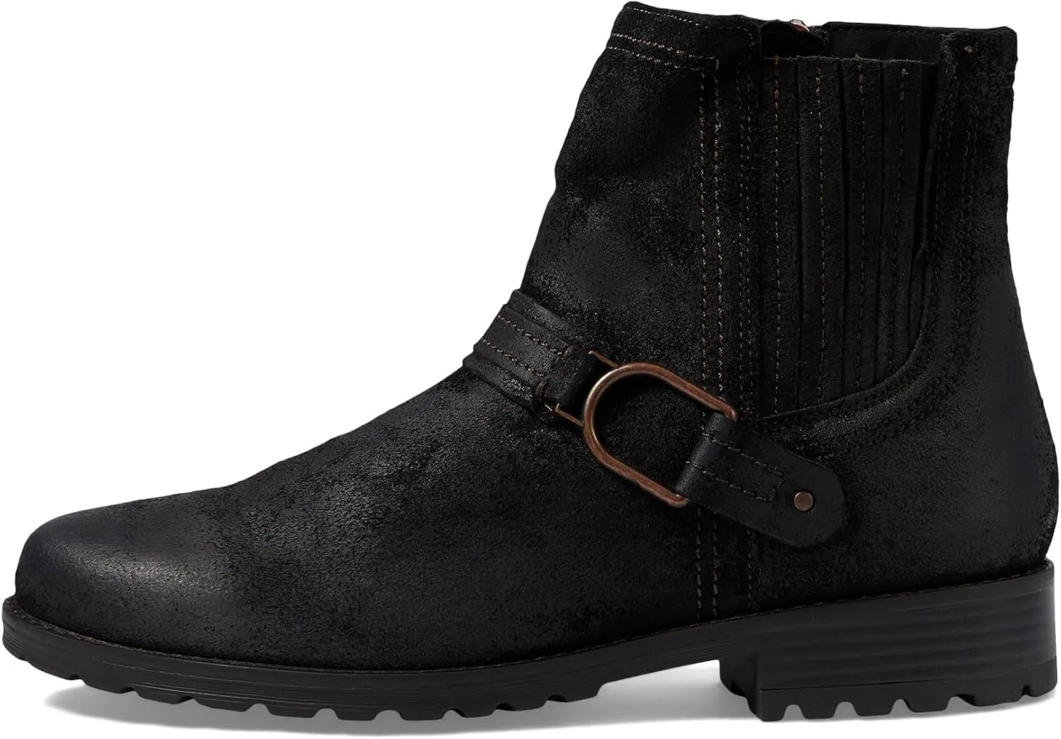 Clarks Womens Aspra Buckle Distressed Suede Ankle Boots