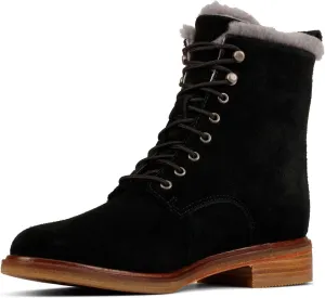 Clarks Womens Clarkdale Lace Suede Faux Fur Lined Ankle Boots