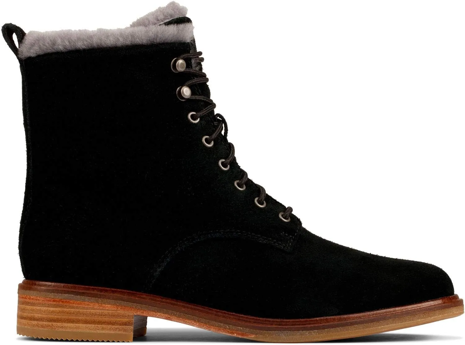 Clarks Womens Clarkdale Lace Suede Faux Fur Lined Ankle Boots
