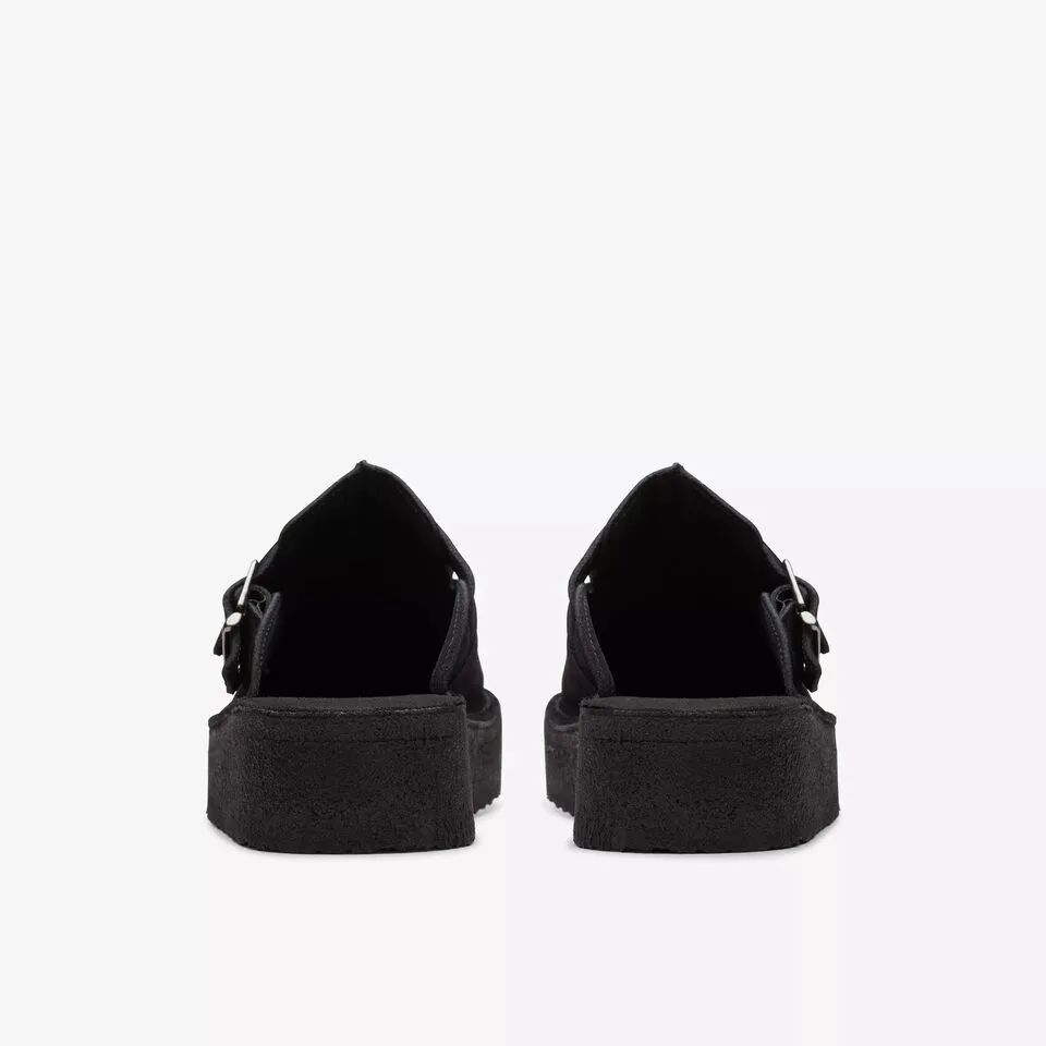 Clarks Women's Trek Wedge Mule Black | Mid Tan Suede