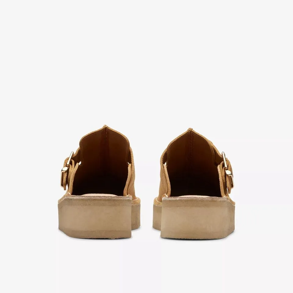 Clarks Women's Trek Wedge Mule Black | Mid Tan Suede