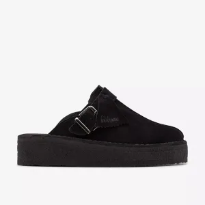 Clarks Women's Trek Wedge Mule Black | Mid Tan Suede