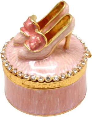 Classic Pink Zinc Alloy High Heel Shoe Trinket Box, 2.12" x 2.12" x 2.36", Hinged, Magnetic Closure, Perfect for Jewelry Storage and Home Decor