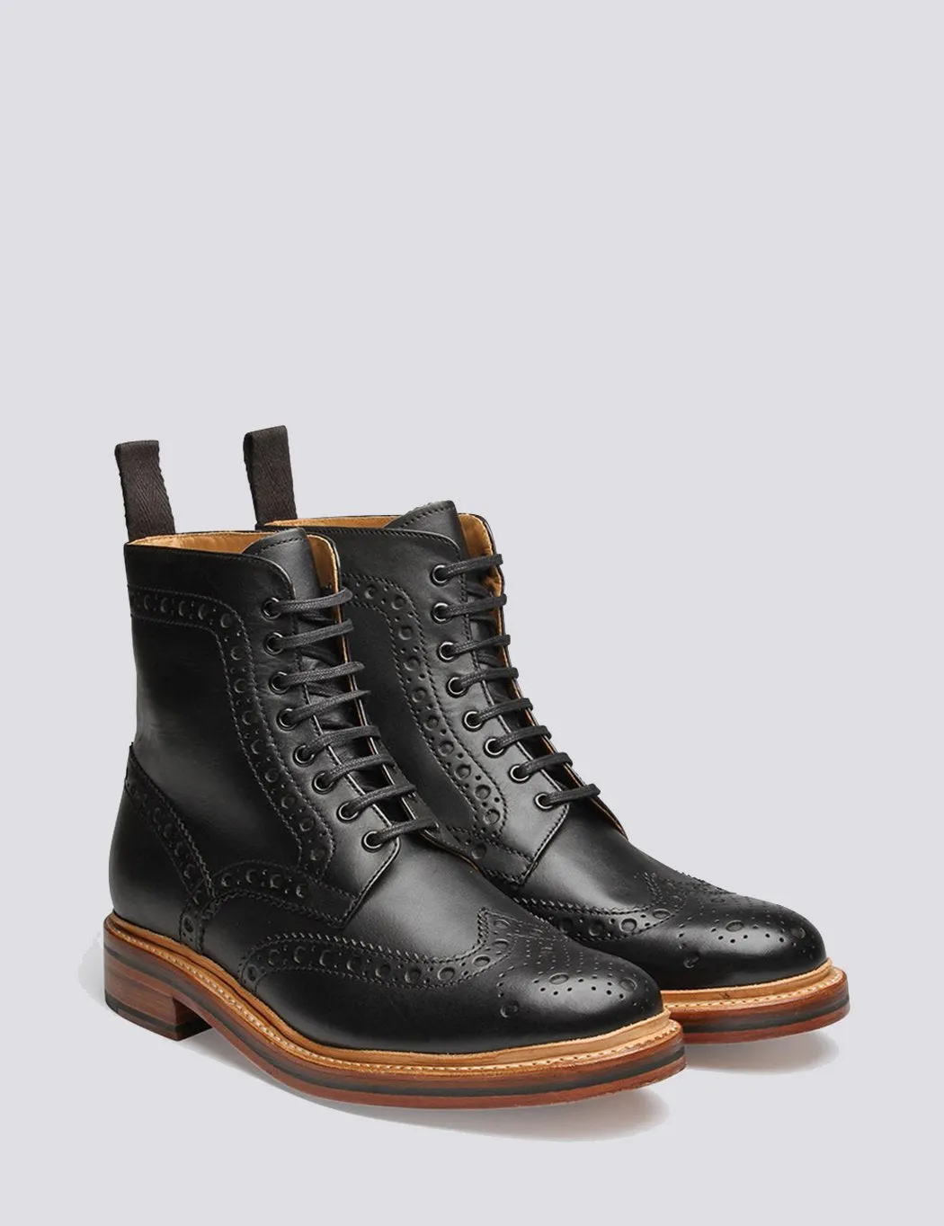 Connected Fred Calf Derby Grenson Huge savings - Brogue Boot Black