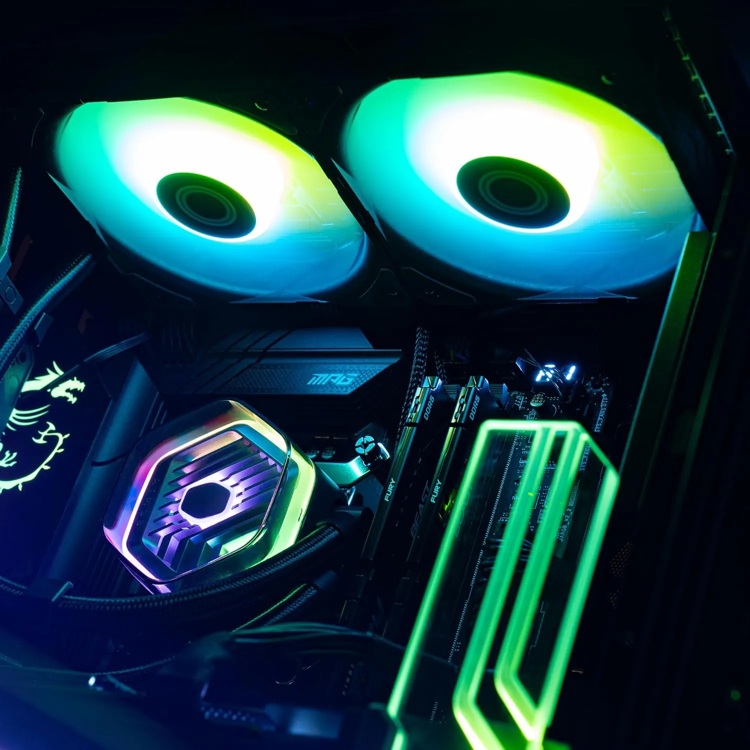 Cooler Master MasterLiquid Atmos 240 Black CPU Liquid Cooler - AIO Water Cooling System, Dual Chamber Pump, Pre-Installed Sickleflow 120 Edge Fans, Addressable Gen 2 RGB, LGA1700 & AM5 Brackets