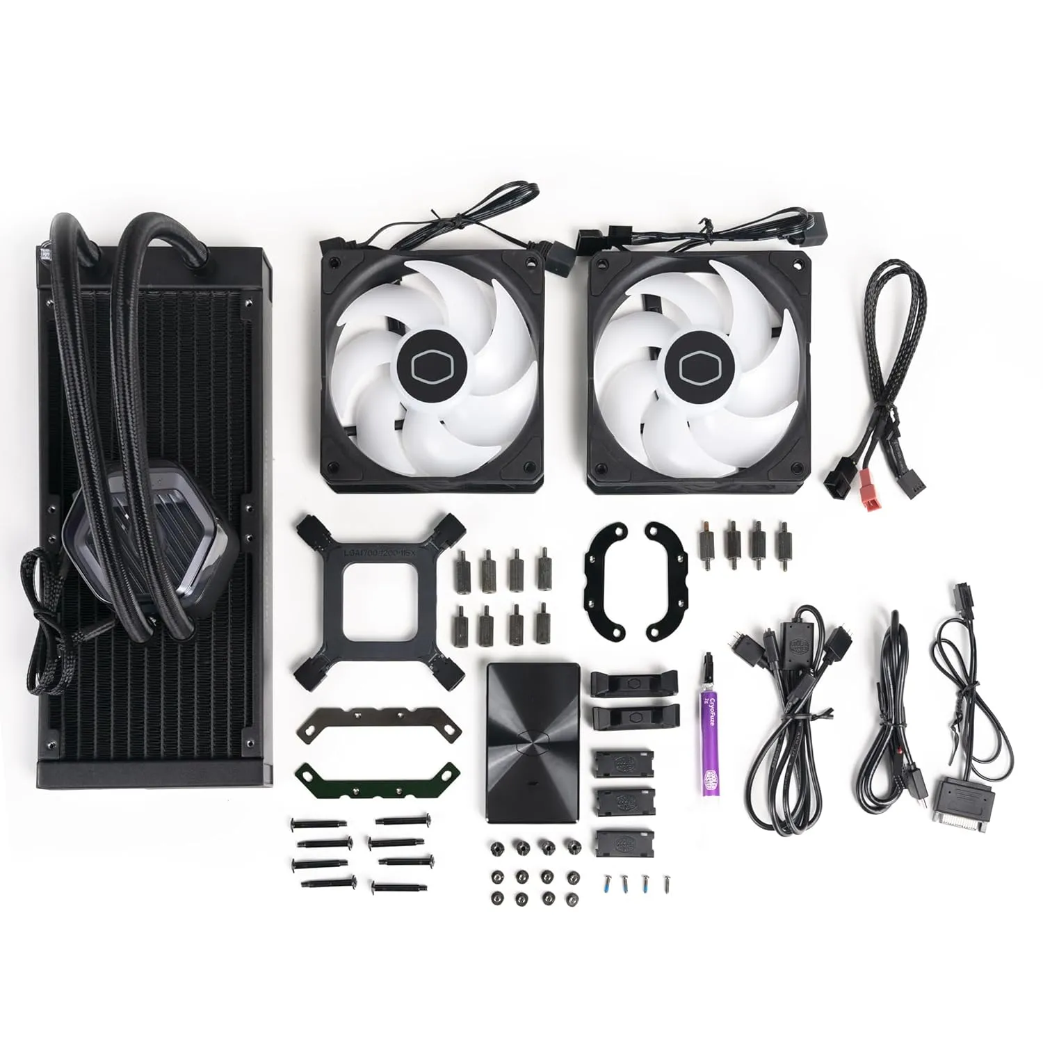 Cooler Master MasterLiquid Atmos 240 Black CPU Liquid Cooler - AIO Water Cooling System, Dual Chamber Pump, Pre-Installed Sickleflow 120 Edge Fans, Addressable Gen 2 RGB, LGA1700 & AM5 Brackets