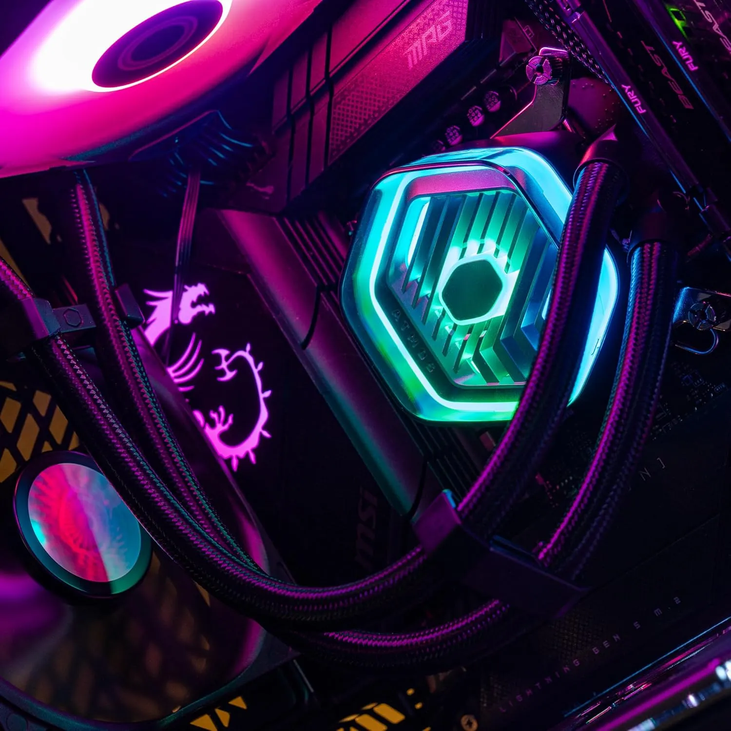 Cooler Master MasterLiquid Atmos 240 Black CPU Liquid Cooler - AIO Water Cooling System, Dual Chamber Pump, Pre-Installed Sickleflow 120 Edge Fans, Addressable Gen 2 RGB, LGA1700 & AM5 Brackets
