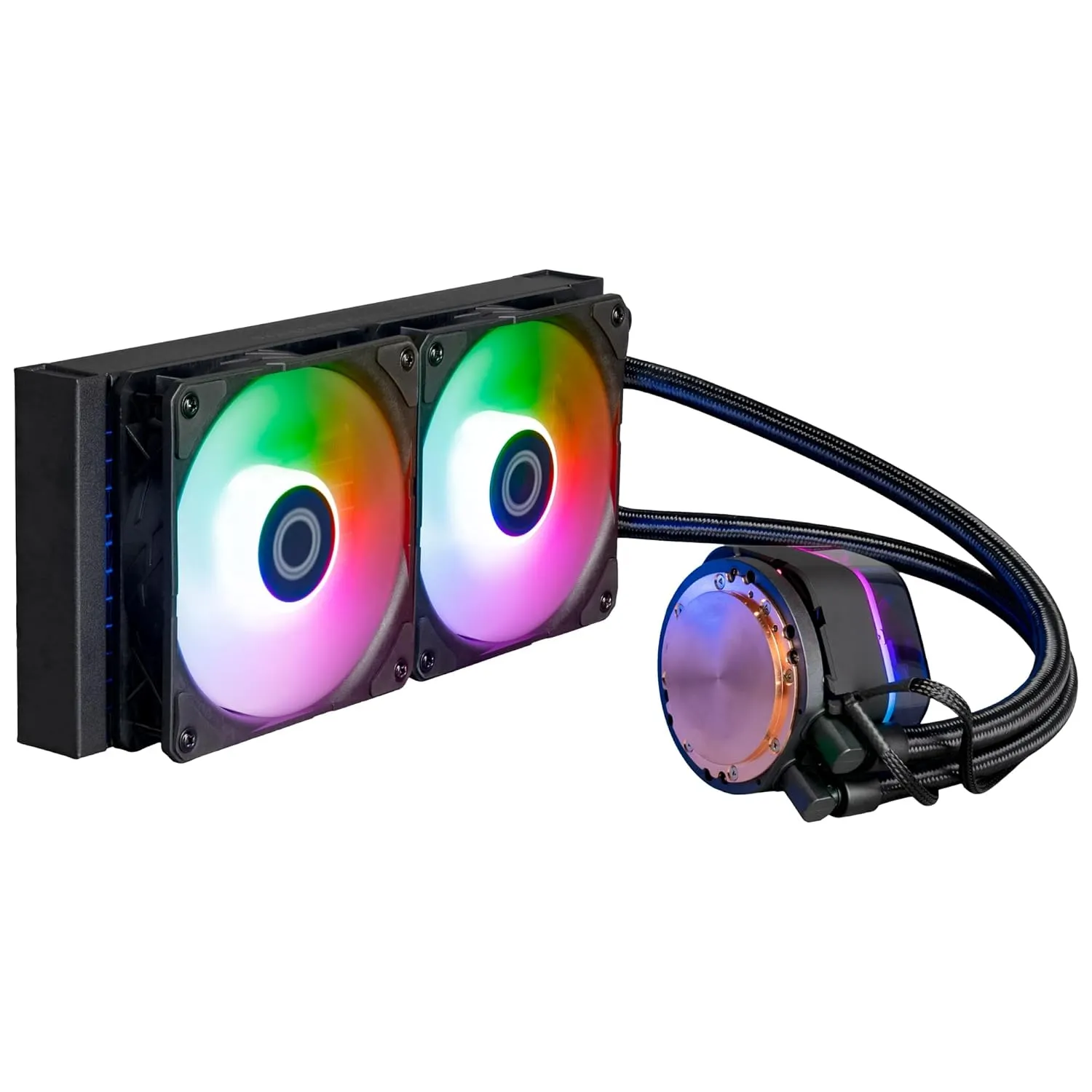 Cooler Master MasterLiquid Atmos 240 Black CPU Liquid Cooler - AIO Water Cooling System, Dual Chamber Pump, Pre-Installed Sickleflow 120 Edge Fans, Addressable Gen 2 RGB, LGA1700 & AM5 Brackets