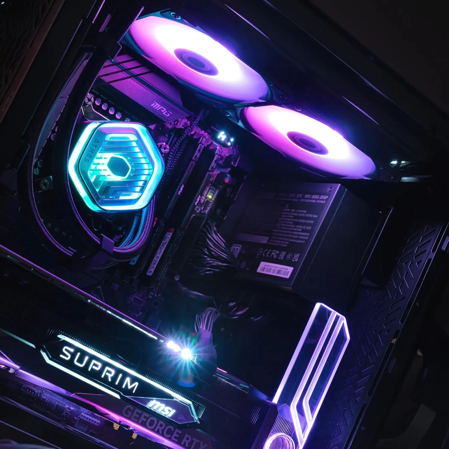 Cooler Master MasterLiquid Atmos 240 Black CPU Liquid Cooler - AIO Water Cooling System, Dual Chamber Pump, Pre-Installed Sickleflow 120 Edge Fans, Addressable Gen 2 RGB, LGA1700 & AM5 Brackets