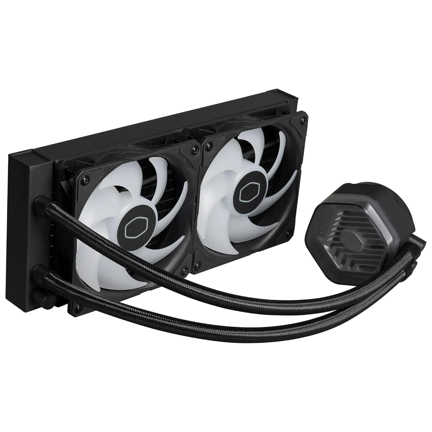 Cooler Master MasterLiquid Atmos 240 Black CPU Liquid Cooler - AIO Water Cooling System, Dual Chamber Pump, Pre-Installed Sickleflow 120 Edge Fans, Addressable Gen 2 RGB, LGA1700 & AM5 Brackets
