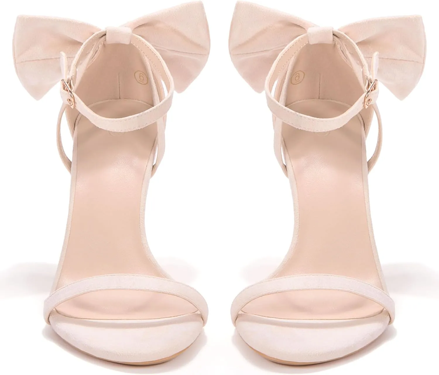 Coutgo Womens Ankle Strap High Heels Open Toe Stiletto Bow Tie Knot Heeled Sandals Fashion Wedding Dress Pump Shoes