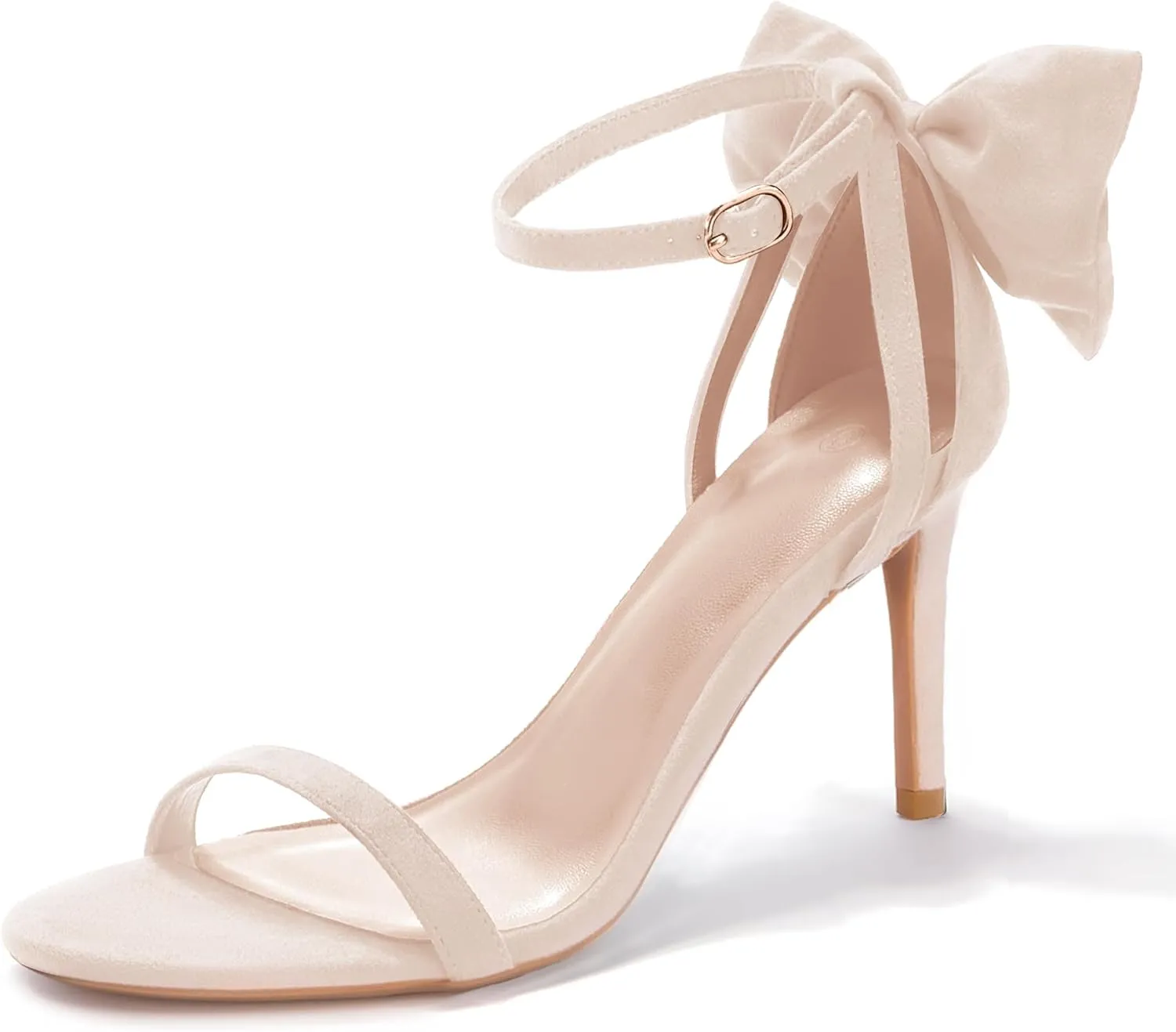 Coutgo Womens Ankle Strap High Heels Open Toe Stiletto Bow Tie Knot Heeled Sandals Fashion Wedding Dress Pump Shoes
