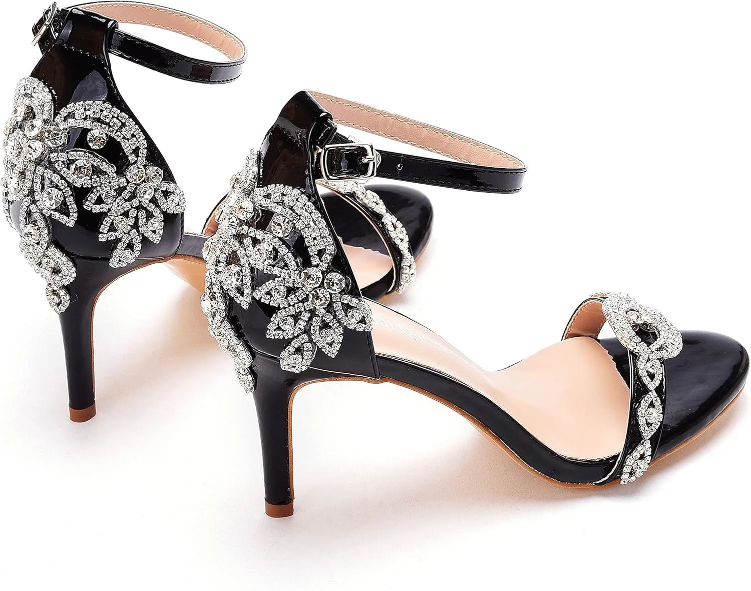 Crystal Queen 3.15'' Rhinestone Heeled Sandals Stiletto Heels Peep Toe High Heel Sandals Pump Shoes For Bride Wedding Party Evening