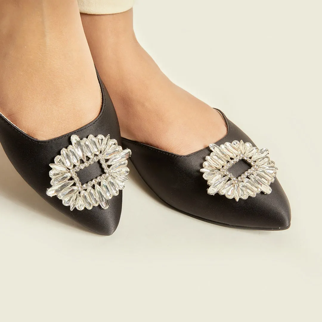 Crystal Rose Mule - Black