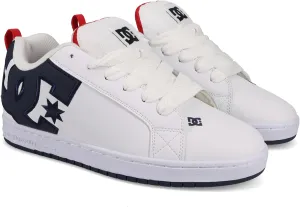 DC Men's Court Graffik Skate Shoe, White/Navy/RED, 7