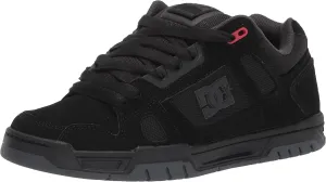 DC Men's Stag Low Top Skate Shoe, Black/Grey/RED, 8
