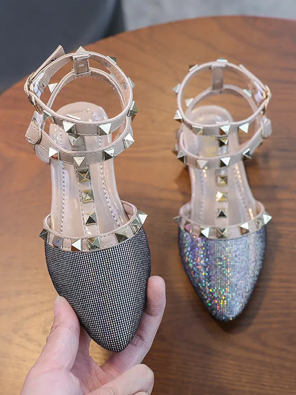 Designer Vibes Studded Pointed Toe Ankle Strap Flats