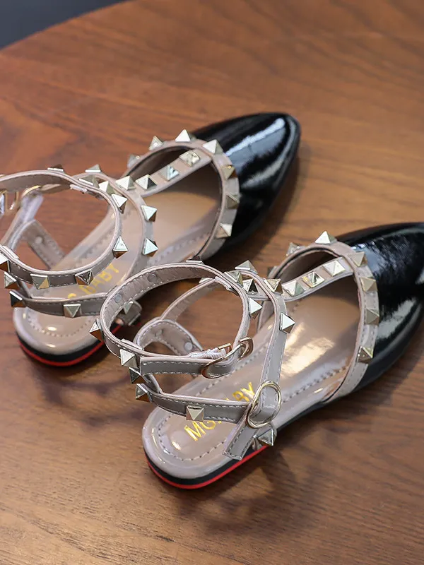 Designer Vibes Studded Pointed Toe Ankle Strap Flats