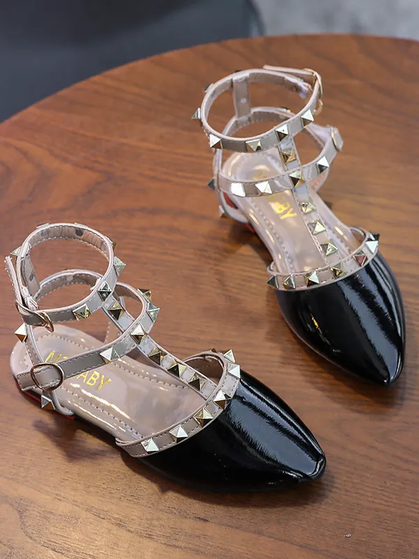 Designer Vibes Studded Pointed Toe Ankle Strap Flats
