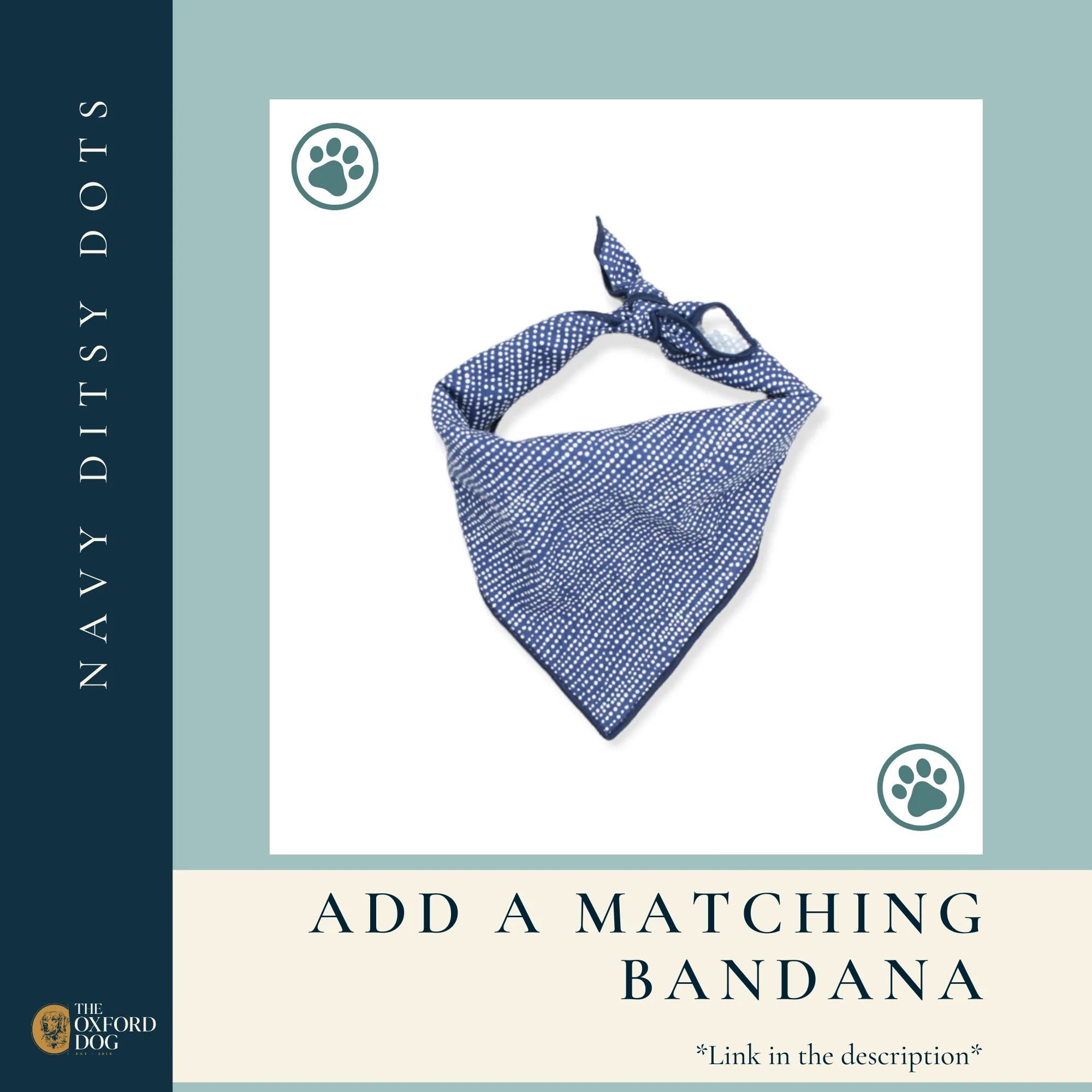 Dog Bandana, Pet Accessories, Dog Mom Gifts, Navy Ditsy Dots