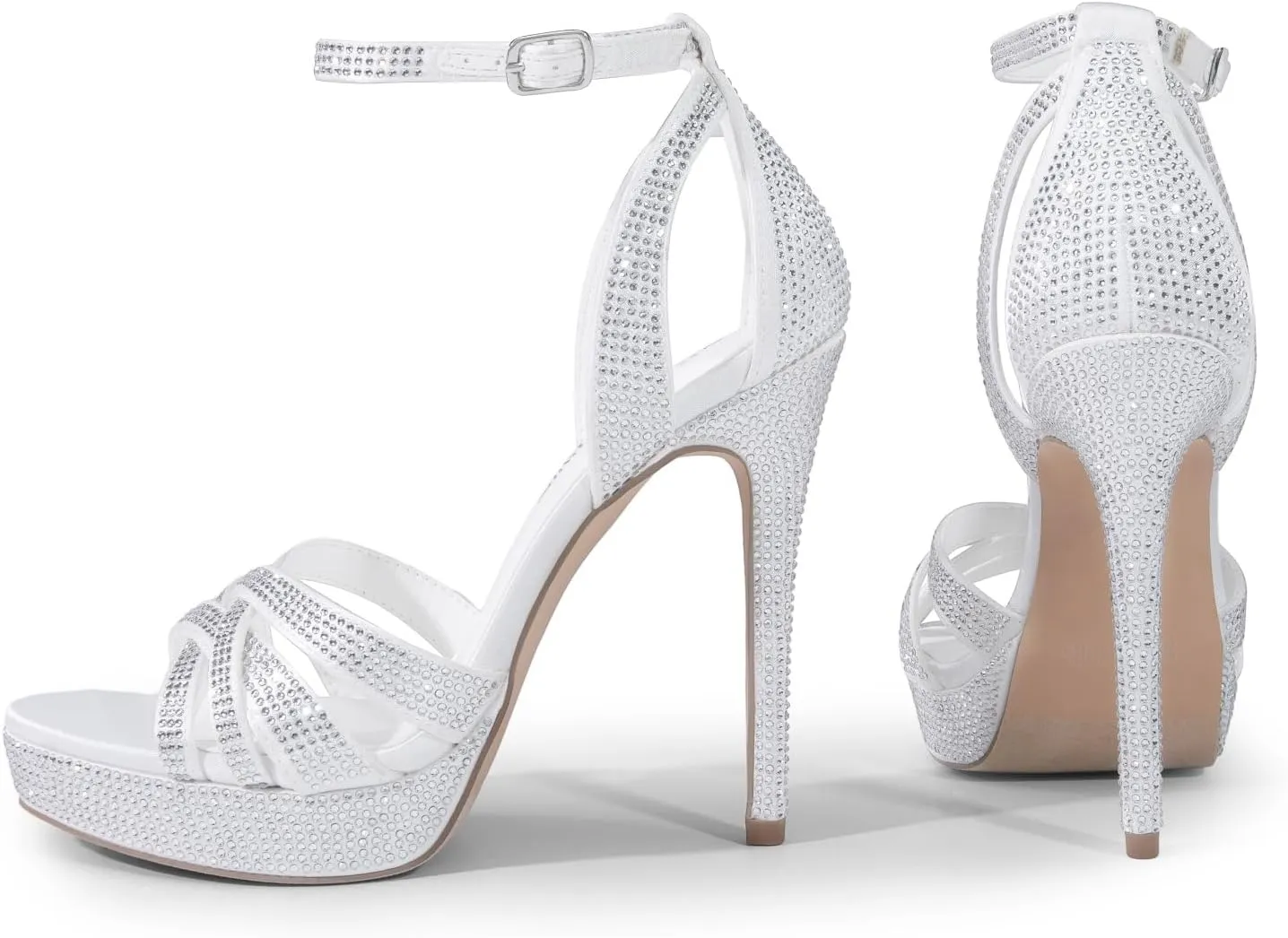DREAM PAIRS Women's Platform Stiletto Heels Open Toe Ankle Strappy High Heels Fashion Wedding Dressy Pump Sandals Shoes