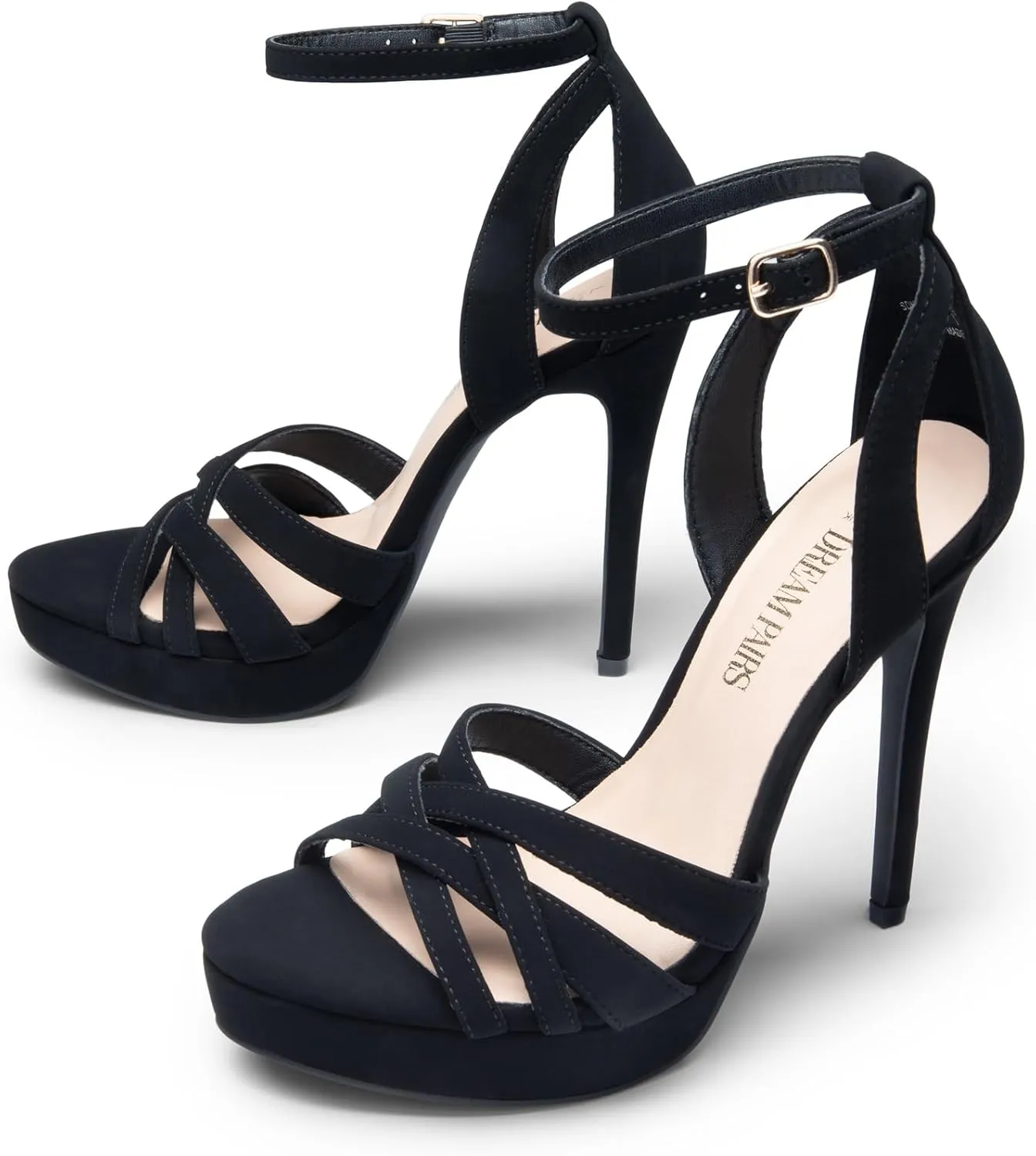 DREAM PAIRS Women's Platform Stiletto Heels Open Toe Ankle Strappy High Heels Fashion Wedding Dressy Pump Sandals Shoes