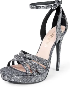 DREAM PAIRS Women's Platform Stiletto Heels Open Toe Ankle Strappy High Heels Fashion Wedding Dressy Pump Sandals Shoes