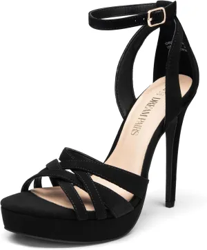 DREAM PAIRS Women's Platform Stiletto Heels Open Toe Ankle Strappy High Heels Fashion Wedding Dressy Pump Sandals Shoes