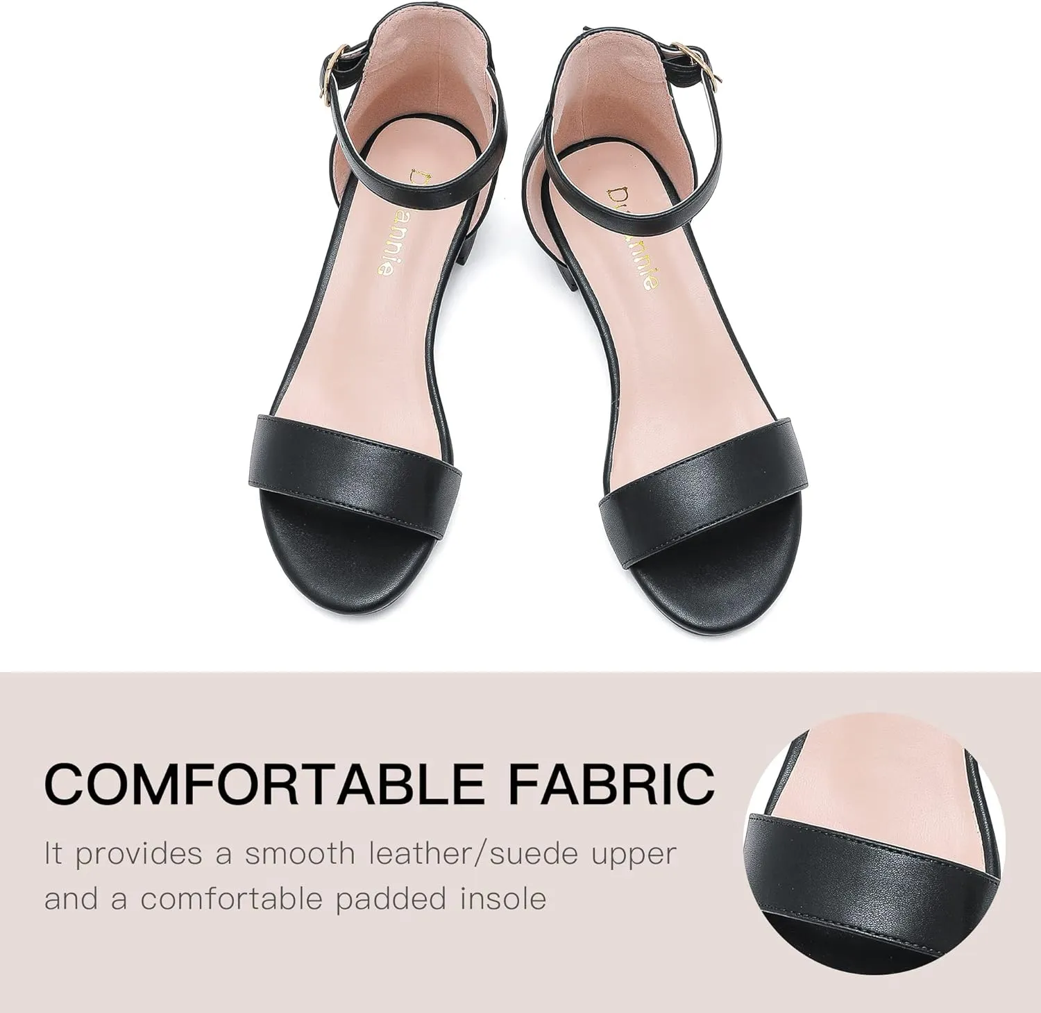 Dufannie Girls Sandals Low Heels Dress Pump Ankle Strap Open Toe Flower Girl Wedding Party for Toddler Little Big Kid