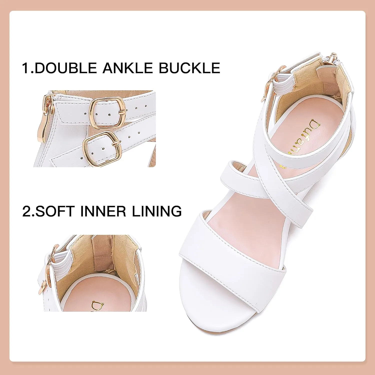 Dufannie Toddler Little Big Kid High Heels Flower Girls Party Dress Shoes Glitter Pump Sandals