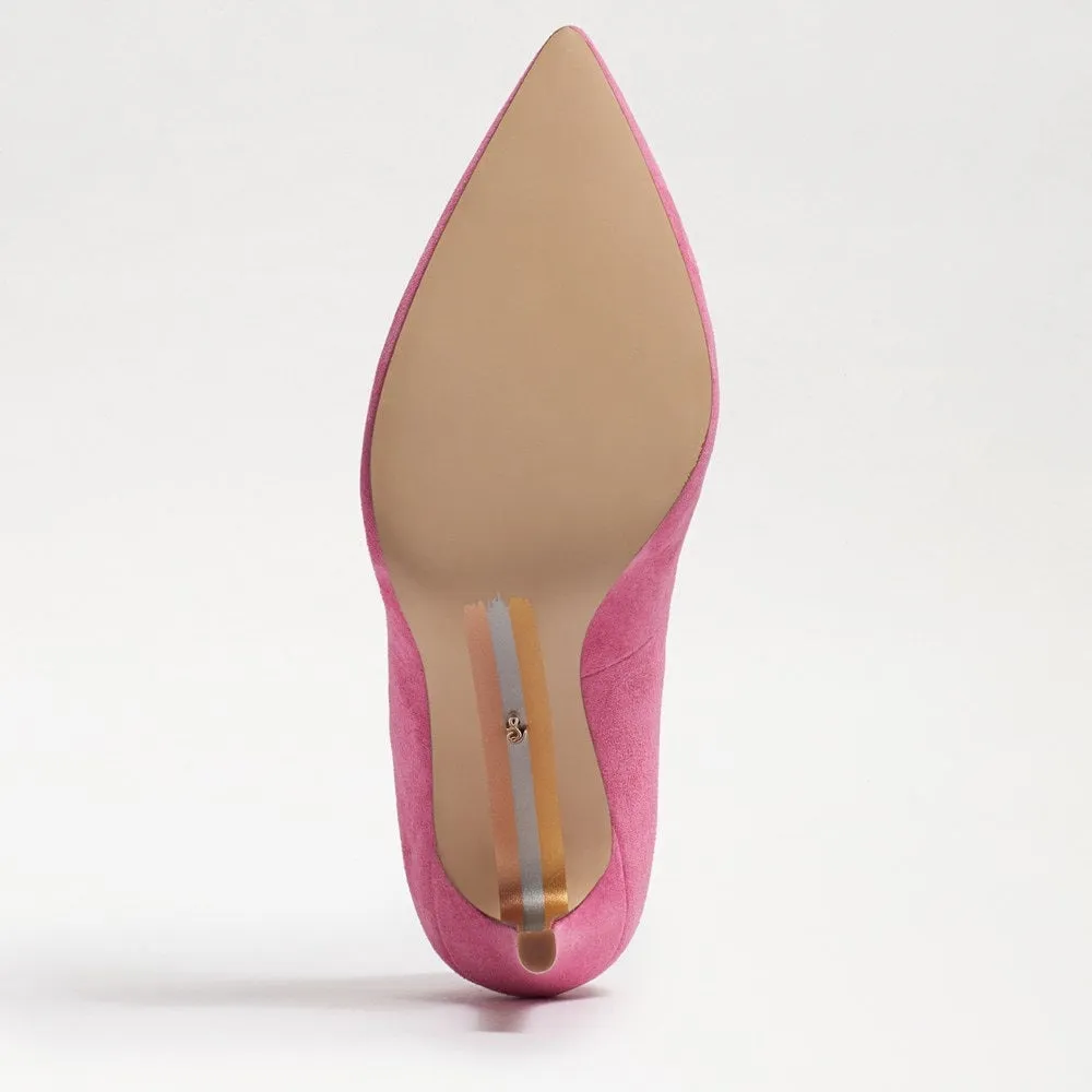 Edelman Pink Heeled Privacy-protected Pointed Sam Slip Pumps Proactive Toe Hazel On Suede Confetti Stiletto