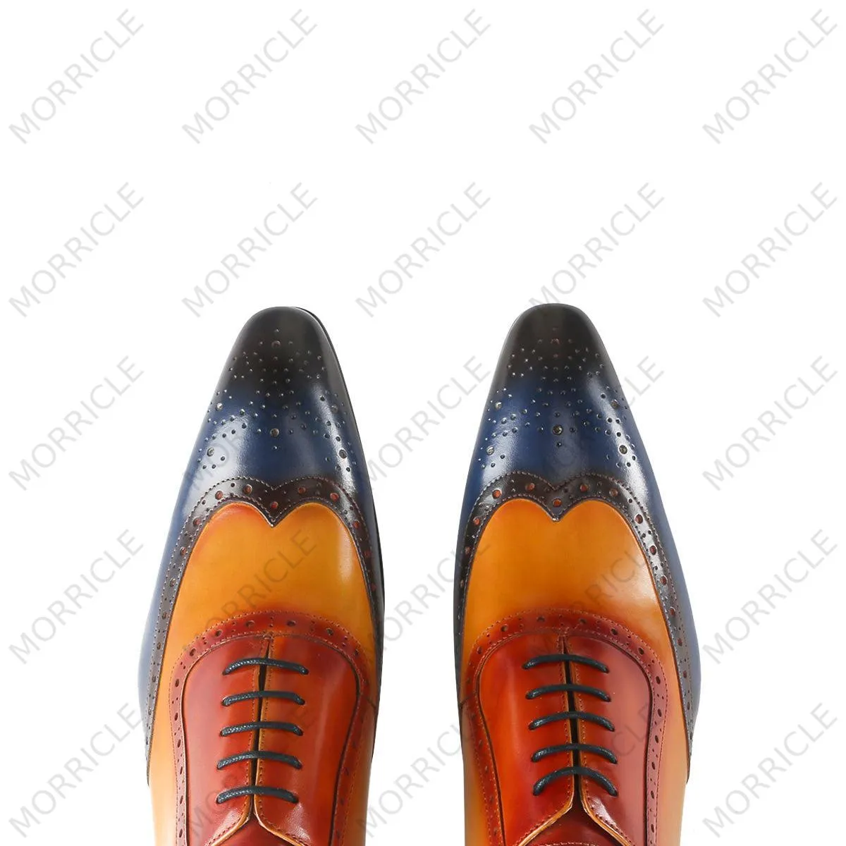 Exquisite Three Tone Wingtip Brogue Oxford Shoes