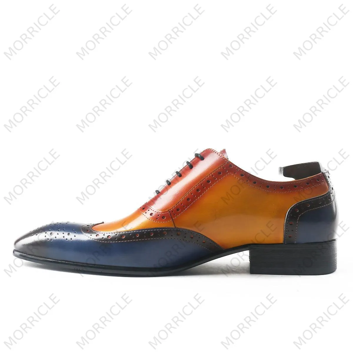 Exquisite Three Tone Wingtip Brogue Oxford Shoes