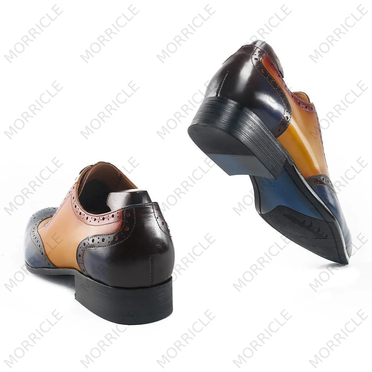Exquisite Three Tone Wingtip Brogue Oxford Shoes
