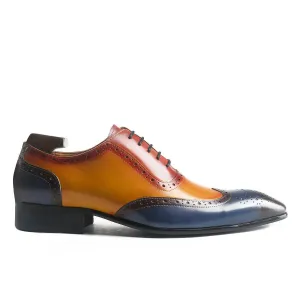 Exquisite Three Tone Wingtip Brogue Oxford Shoes