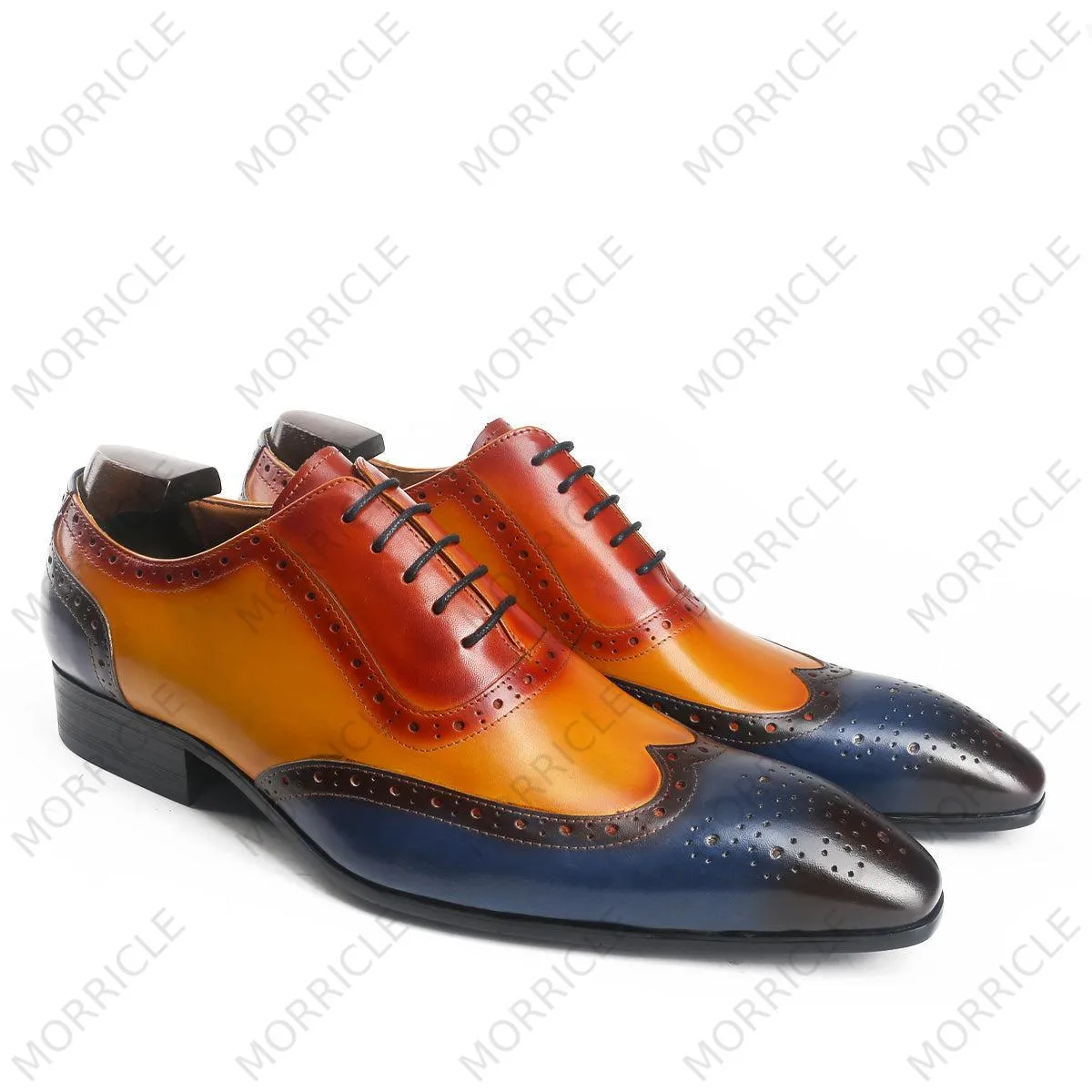 Exquisite Three Tone Wingtip Brogue Oxford Shoes