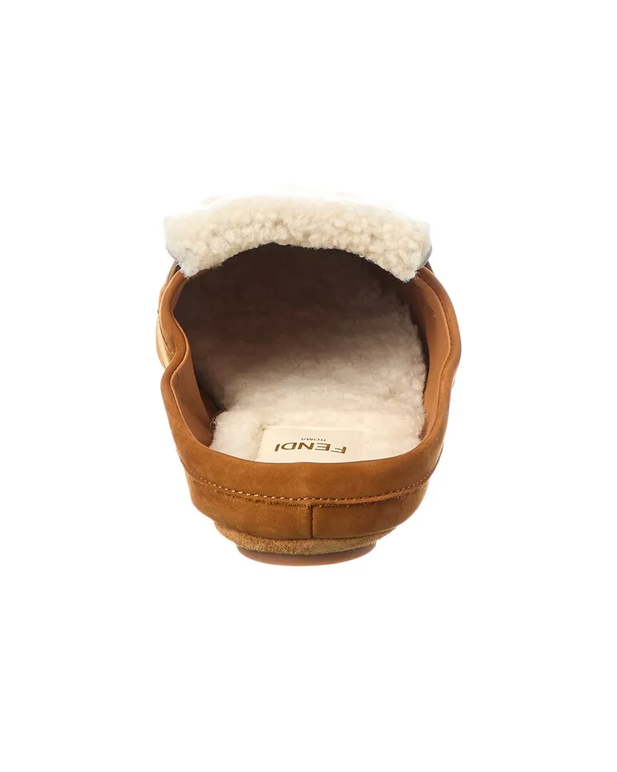 FENDI Baguette Suede & Shearling Mule