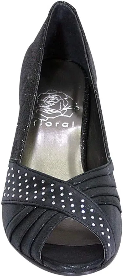 Floral Grace Women's Wide Width Pleated Upper Peep Toe Dress Pumps