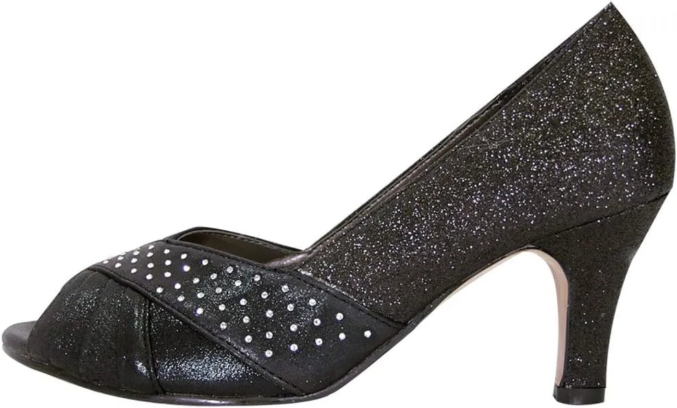Floral Grace Women's Wide Width Pleated Upper Peep Toe Dress Pumps