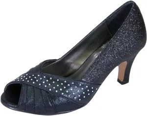 Floral Grace Women's Wide Width Pleated Upper Peep Toe Dress Pumps