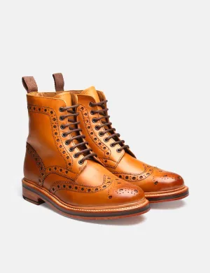 Fred (Leather) Calf Tan Brogue Premium customer care Grenson - Boot Delivery guarantee