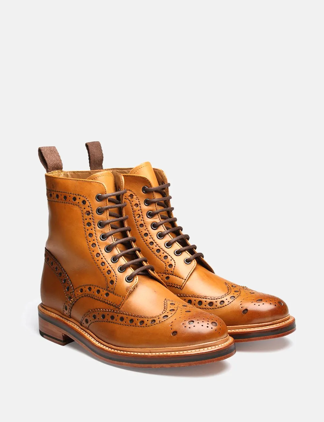 Fred (Leather) Calf Tan Brogue Premium customer care Grenson - Boot Delivery guarantee