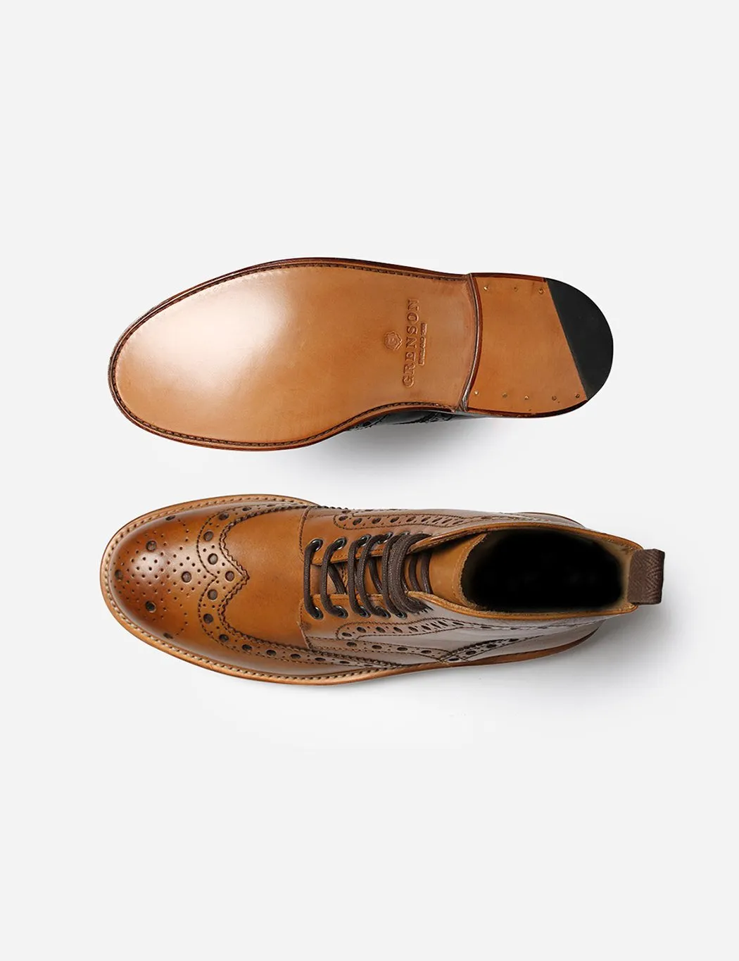 Fred (Leather) Calf Tan Brogue Premium customer care Grenson - Boot Delivery guarantee