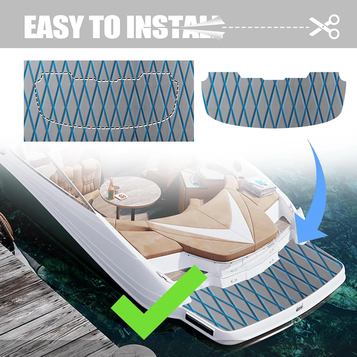 Fullfire Boat Flooring - EVA Foam Boat Decking - Marine Mat Self-Adhesive Flooring Sheet Marine Carpet for Motorboat Yacht Kayak RV