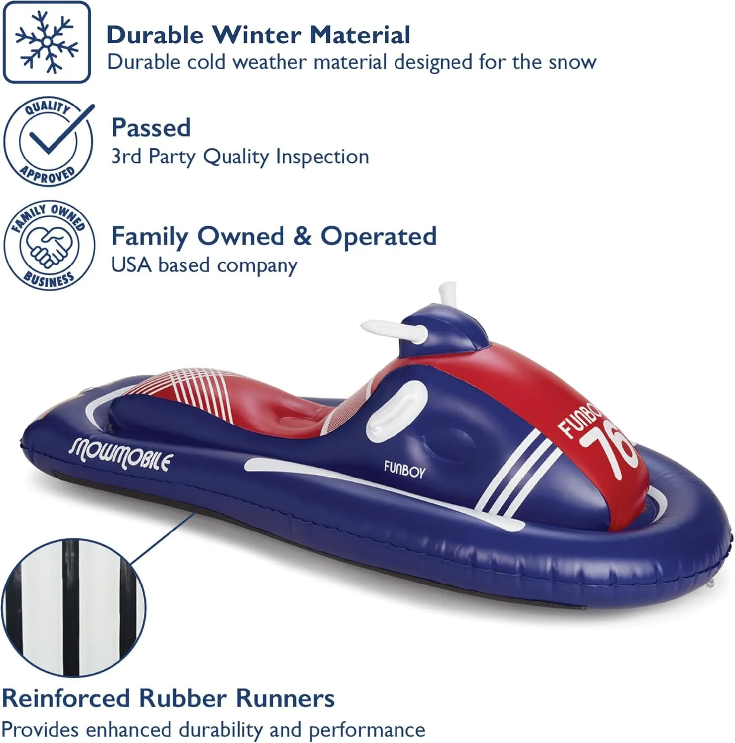 FUNBOY Winter Fun Inflatable Snowmobile, Single, Retro Single