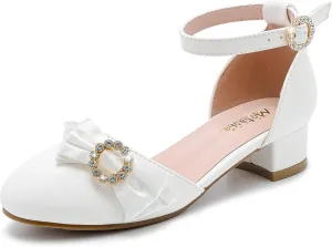 Girls Dress Shoes Princess Closed Toe Chunky Kids High Heels Girls Pump Ankle Strap Wedding Party Girls Shoes